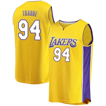 Armel Traore ＃94 Los Angeles Lakers Gold Men's Fast Break Jersey - Icon Edition