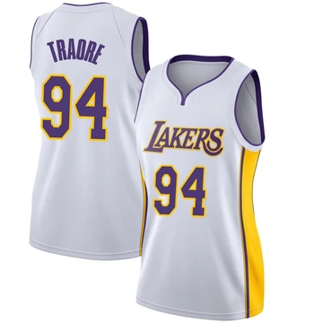 Armel Traore ＃94 Los Angeles Lakers Swingman White Women's Jersey - Association Edition