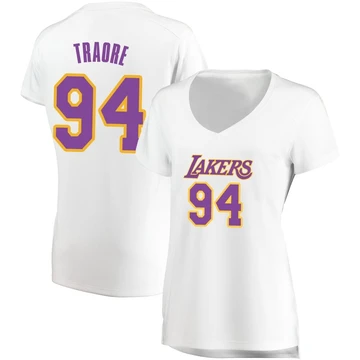 Armel Traore ＃94 Los Angeles Lakers White Women's Fast Break Jersey - Association Edition
