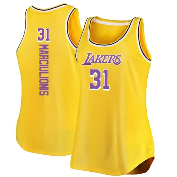 Augustas Marciulionis ＃31 Los Angeles Lakers Gold Women's Fast Break Movement Tank Jersey - Icon Edition