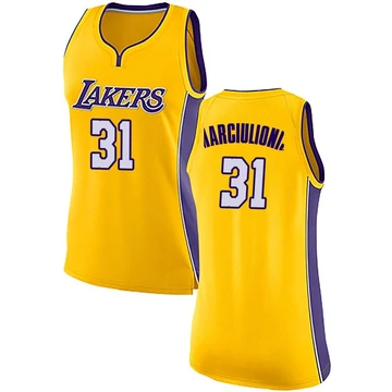 Augustas Marciulionis ＃31 Los Angeles Lakers Swingman Yellow Women's Jersey - Icon Edition