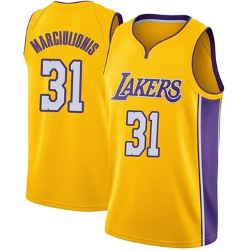 Augustas Marciulionis ＃31 Los Angeles Lakers Swingman Yellow Youth Jersey - Icon Edition