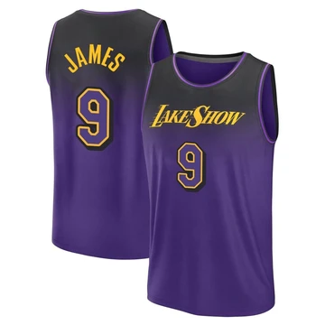 Bronny James ＃9 Los Angeles Lakers 2024/25 Youth Purple Fast Break City Edition Jersey