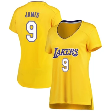Bronny James ＃9 Los Angeles Lakers Gold Women's Fast Break Jersey - Icon Edition