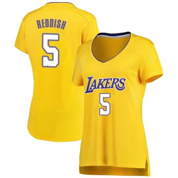 Cam Reddish ＃5 Los Angeles Lakers Gold Women's Fast Break Jersey - Icon Edition