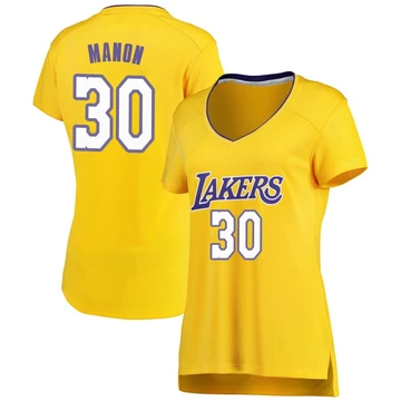 Chris Manon ＃30 Los Angeles Lakers Gold Women's Fast Break Jersey - Icon Edition