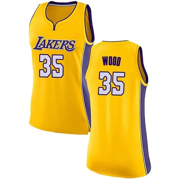 Christian Wood ＃35 Los Angeles Lakers Swingman Yellow Women's Jersey - Icon Edition