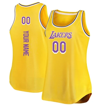 Custom ＃00 Los Angeles Lakers Gold Women's Fast Break Movement Tank Jersey - Icon Edition