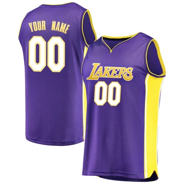 Custom ＃00 Los Angeles Lakers Purple Men's Fast Break Jersey - Statement Edition