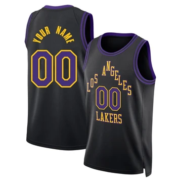 Custom ＃00 Los Angeles Lakers Swingman 2025/26 Youth Black City Edition Jersey