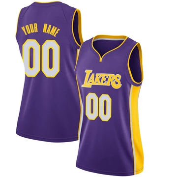Custom ＃00 Los Angeles Lakers Swingman Purple Women's Jersey - Statement Edition