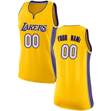 Custom ＃00 Los Angeles Lakers Swingman Yellow Women's Jersey - Icon Edition