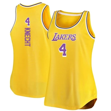 Dalton Knecht ＃4 Los Angeles Lakers Gold Women's Fast Break Movement Tank Jersey - Icon Edition