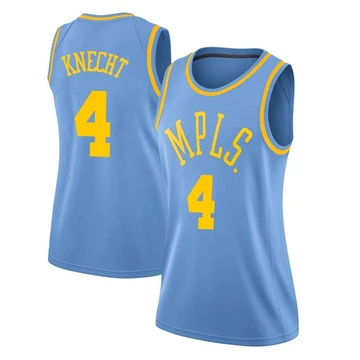 Dalton Knecht ＃4 Los Angeles Lakers Swingman Blue Women's Hardwood Classics Jersey