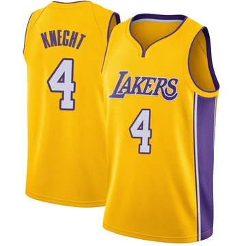 Dalton Knecht ＃4 Los Angeles Lakers Swingman Yellow Youth Jersey - Icon Edition