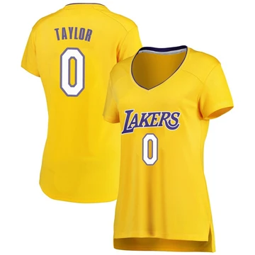 Ethan Taylor ＃0 Los Angeles Lakers Gold Women's Fast Break Jersey - Icon Edition