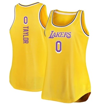 Ethan Taylor ＃0 Los Angeles Lakers Gold Women's Fast Break Movement Tank Jersey - Icon Edition
