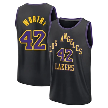 James Worthy ＃42 Los Angeles Lakers 2025/26 Men's Fast Break Black City Edition Jersey
