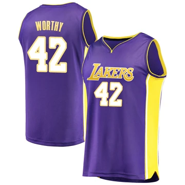 James Worthy ＃42 Los Angeles Lakers Purple Men's Fast Break Jersey - Statement Edition