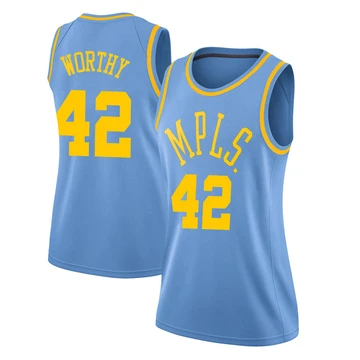 James Worthy ＃42 Los Angeles Lakers Swingman Blue Women's Hardwood Classics Jersey