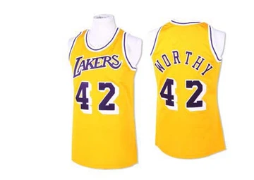 James Worthy ＃42 Los Angeles Lakers Swingman Gold Men's Throwback Jersey