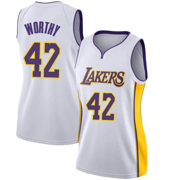 James Worthy ＃42 Los Angeles Lakers Swingman White Women's Jersey - Association Edition