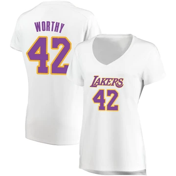 James Worthy ＃42 Los Angeles Lakers White Women's Fast Break Jersey - Association Edition