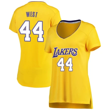 Jerry West ＃44 Los Angeles Lakers Gold Women's Fast Break Jersey - Icon Edition