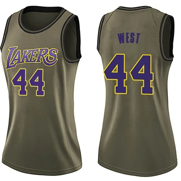 Jerry West ＃44 Los Angeles Lakers Swingman Green Women's Salute to Service Jersey