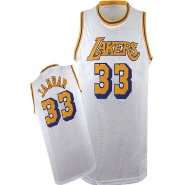 Kareem Abdul-Jabbar ＃33 Los Angeles Lakers Authentic White Men's Throwback Jersey