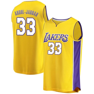 Kareem Abdul-Jabbar ＃33 Los Angeles Lakers Gold Men's Fast Break Jersey - Icon Edition