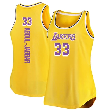 Kareem Abdul-Jabbar ＃33 Los Angeles Lakers Gold Women's Fast Break Movement Tank Jersey - Icon Edition