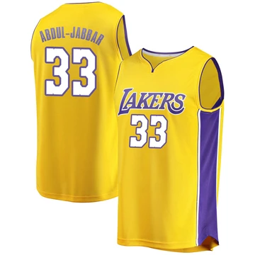Kareem Abdul-Jabbar ＃33 Los Angeles Lakers Gold Youth Fast Break Jersey - Icon Edition