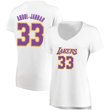 Kareem Abdul-Jabbar ＃33 Los Angeles Lakers White Women's Fast Break Jersey - Association Edition