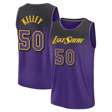Kylor Kelley ＃50 Los Angeles Lakers 2024/25 Men's Purple Fast Break City Edition Jersey