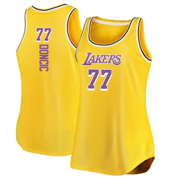 Luka Doncic ＃77 Los Angeles Lakers Gold Women's Fast Break Movement Tank Jersey - Icon Edition