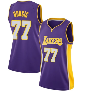 Luka Doncic ＃77 Los Angeles Lakers Swingman Purple Women's Jersey - Statement Edition