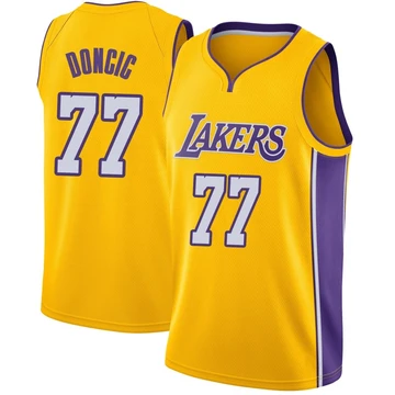 Luka Doncic ＃77 Los Angeles Lakers Swingman Yellow Youth Jersey - Icon Edition