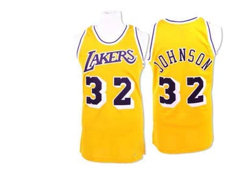 Magic Johnson ＃32 Los Angeles Lakers Authentic Gold Men's Throwback Jersey
