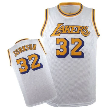 Magic Johnson ＃32 Los Angeles Lakers Authentic White Men's Throwback Jersey