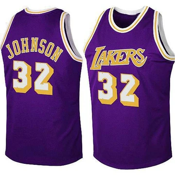 Magic Johnson ＃32 Los Angeles Lakers Swingman Purple Men's Throwback Jersey