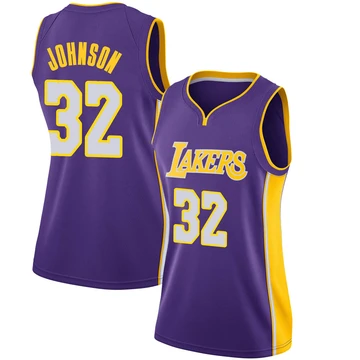 Magic Johnson ＃32 Los Angeles Lakers Swingman Purple Women's Jersey - Statement Edition
