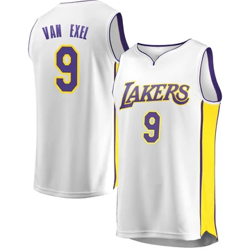 Nick Van Exel ＃9 Los Angeles Lakers White Men's Fast Break Jersey - Association Edition