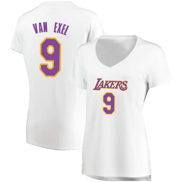 Nick Van Exel ＃9 Los Angeles Lakers White Women's Fast Break Jersey - Association Edition
