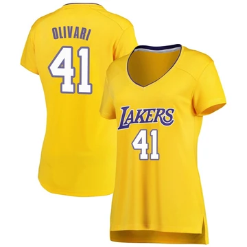 Quincy Olivari ＃41 Los Angeles Lakers Gold Women's Fast Break Jersey - Icon Edition