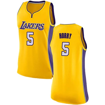 Robert Horry ＃5 Los Angeles Lakers Swingman Yellow Women's Jersey - Icon Edition