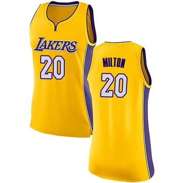 Shake Milton ＃20 Los Angeles Lakers Swingman Yellow Women's Jersey - Icon Edition