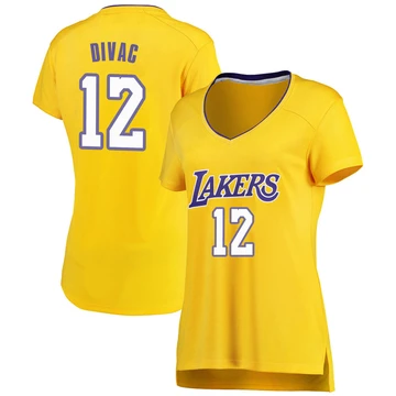Vlade Divac ＃12 Los Angeles Lakers Gold Women's Fast Break Jersey - Icon Edition